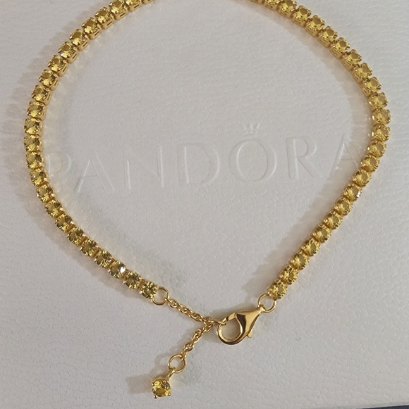 Pandora Sparkling Yellow Tennis Bracelet 14k gold plating - Picture 3 of 7